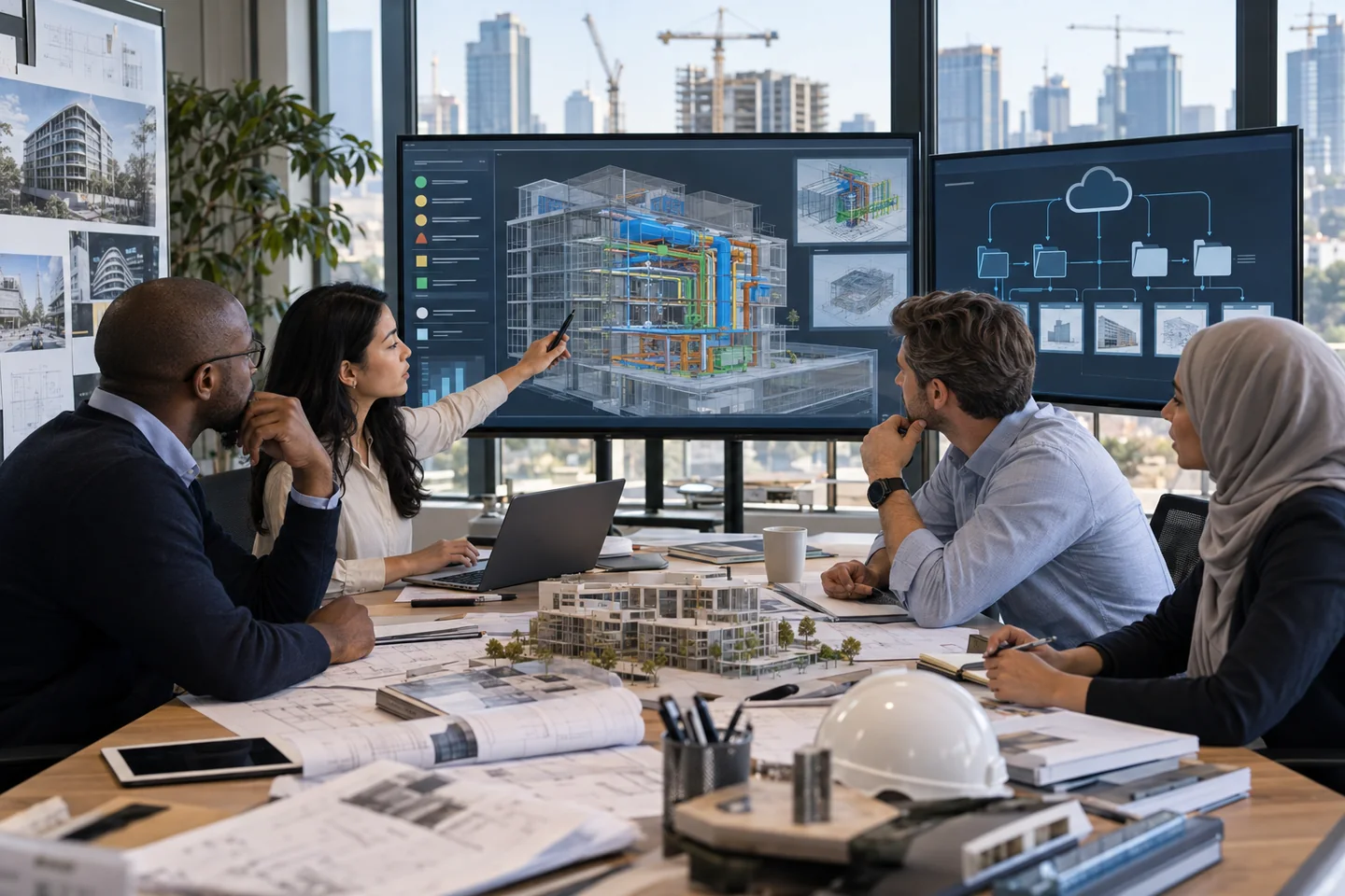 International construction team establishing a BIM Execution Plan around federated models and shared information