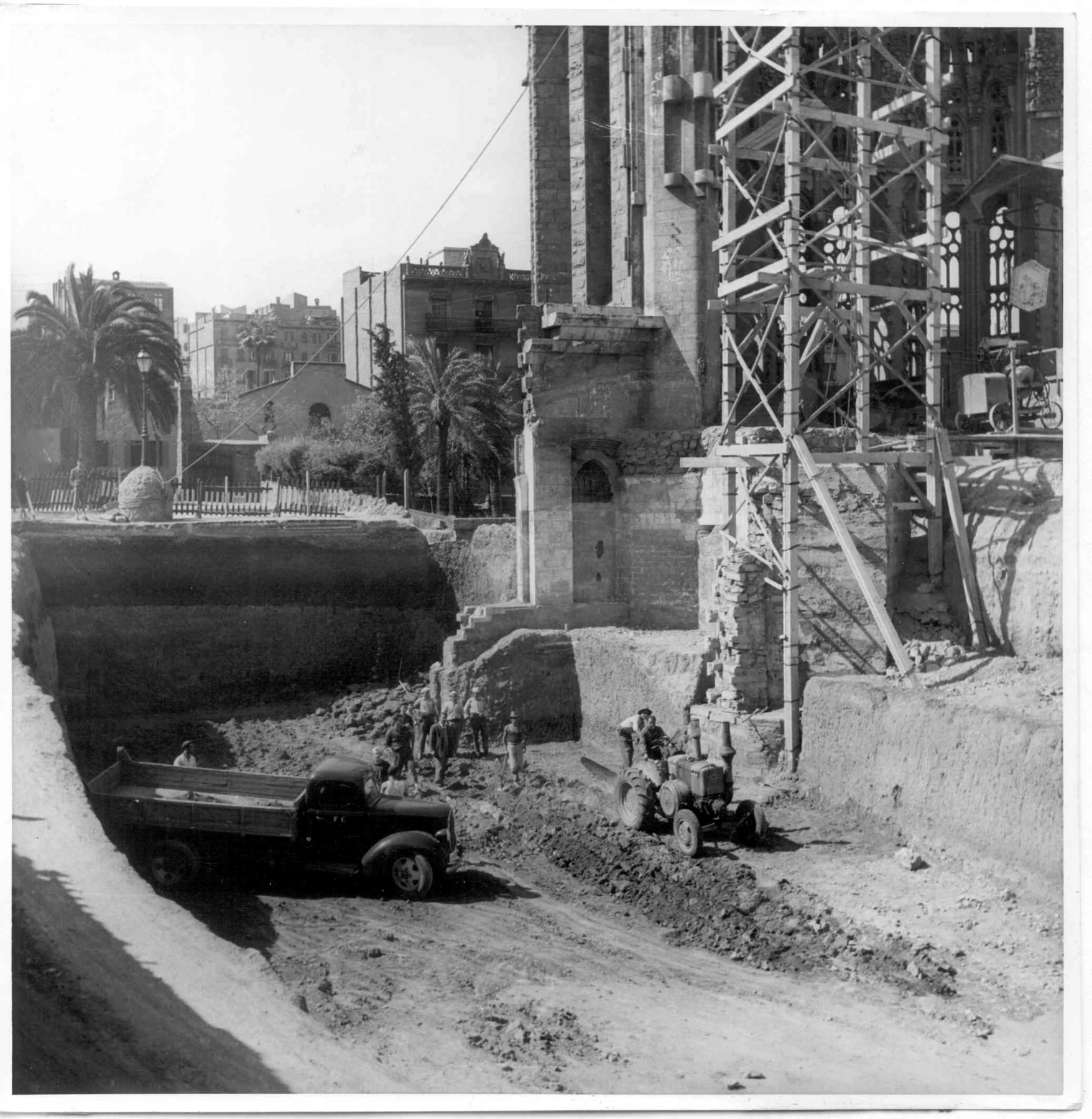 Timber scaffolding at the Sagrada Família construction site