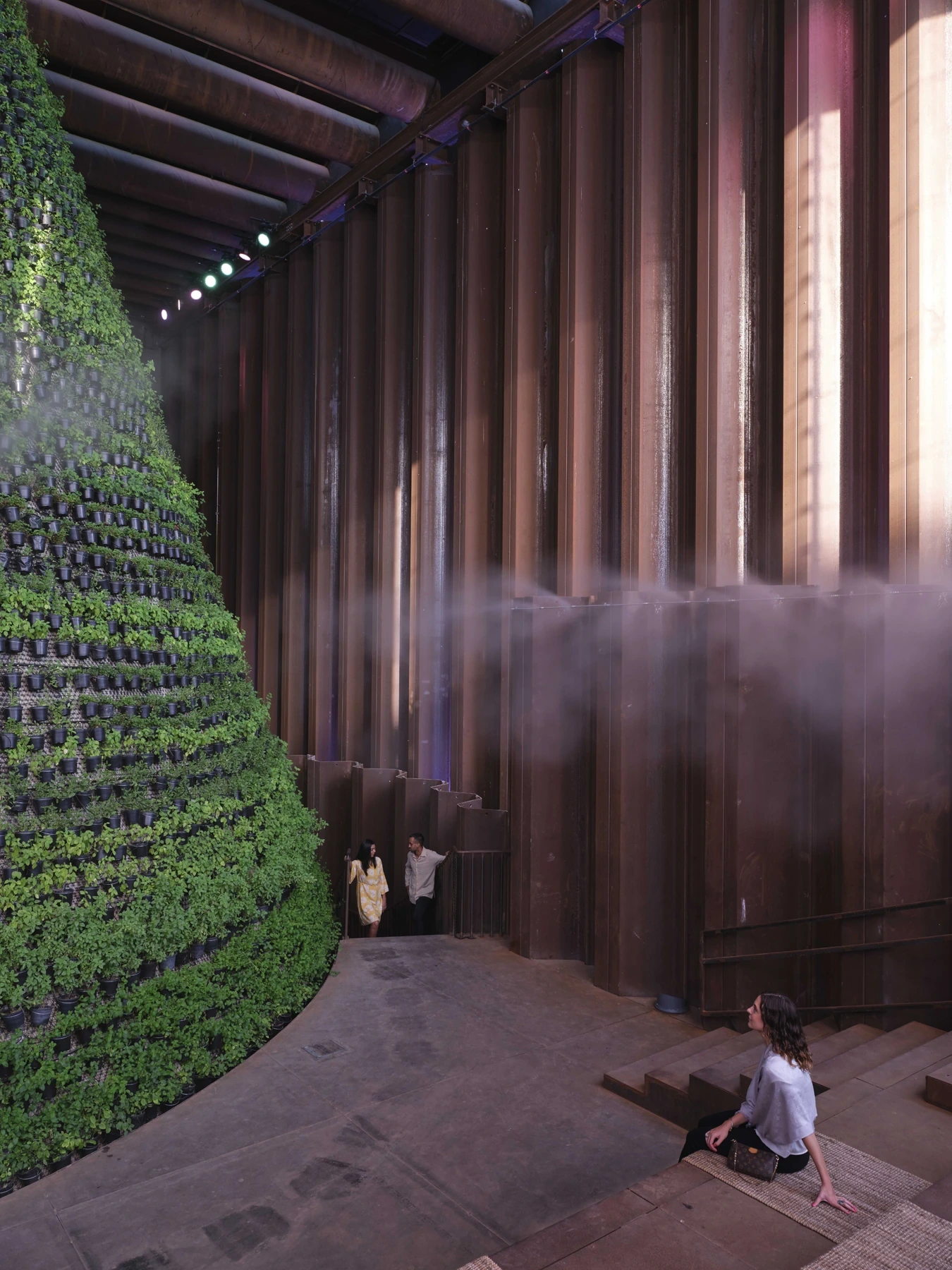 Netherlands pavilion: sheet-pile enclosure and planted cone