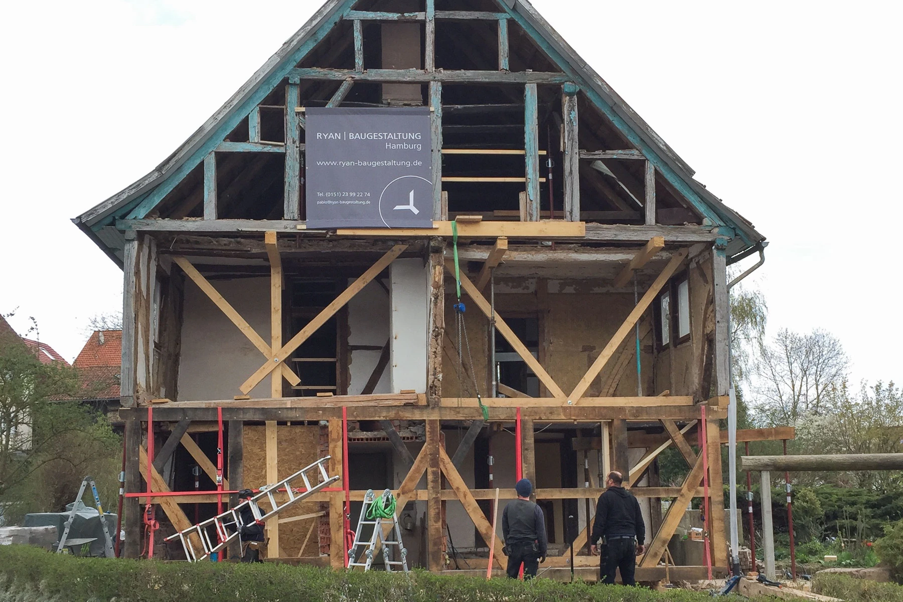 Timber frame exposed during complete refurbishment