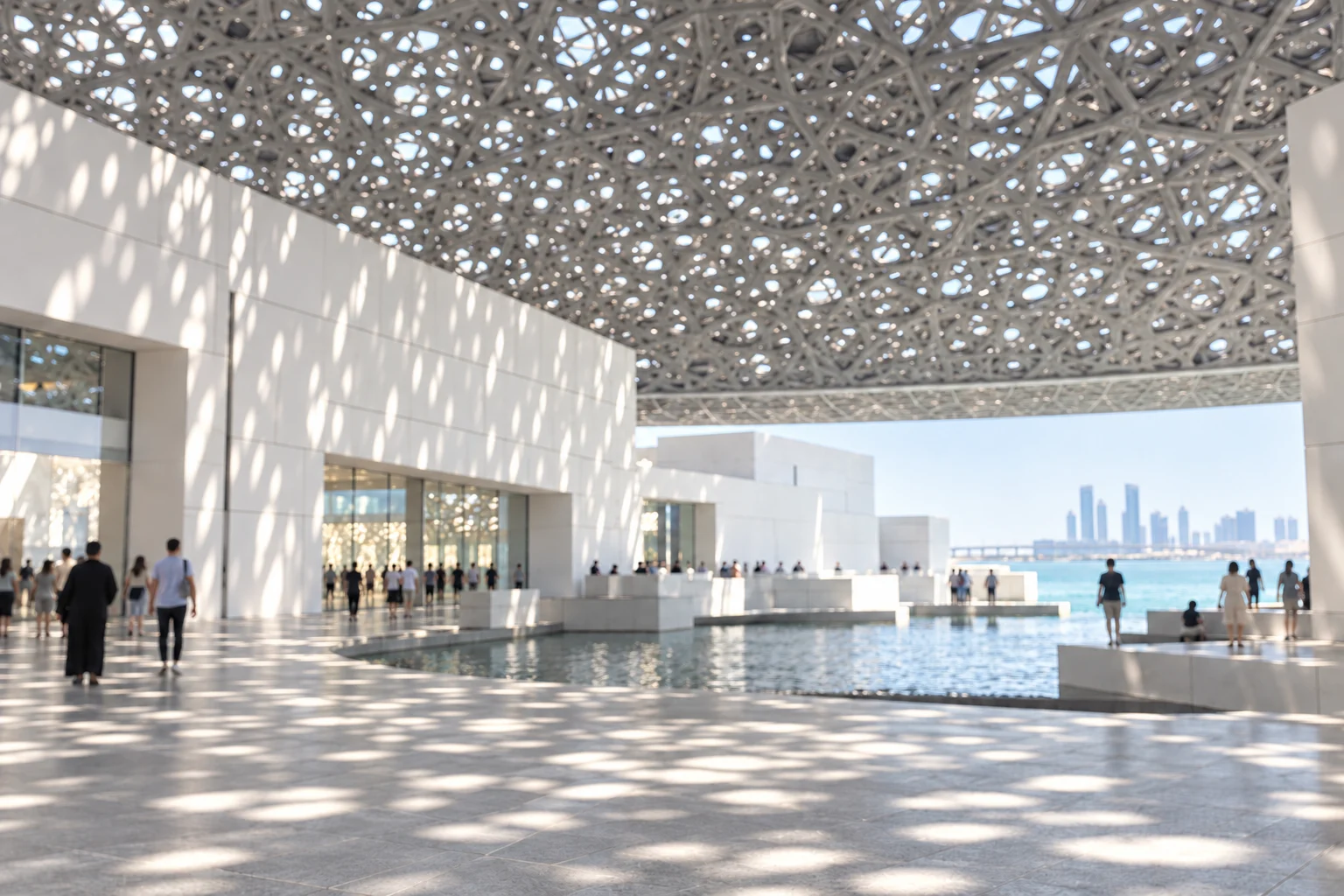 AI-edited architectural illustration in Abu Dhabi; foreground person removed